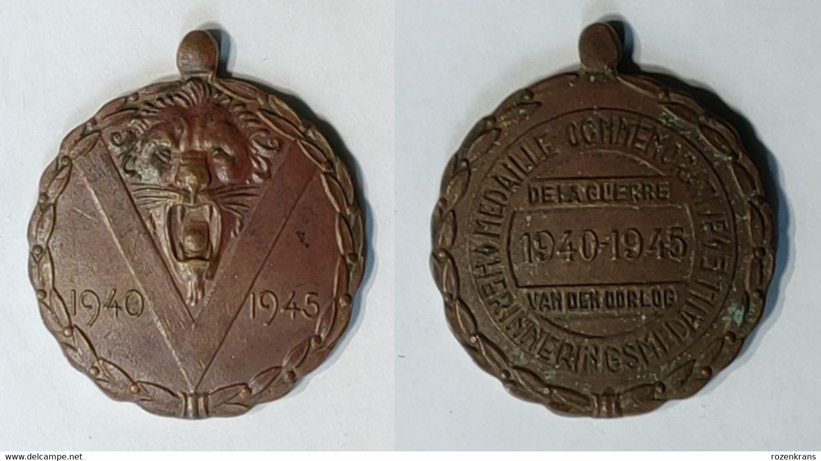 1940 1945 Original Originele Medal  Médaille Commemorative Herinneringsmedaille WW2 WWII World War 2 Belgian Belge - Belgique