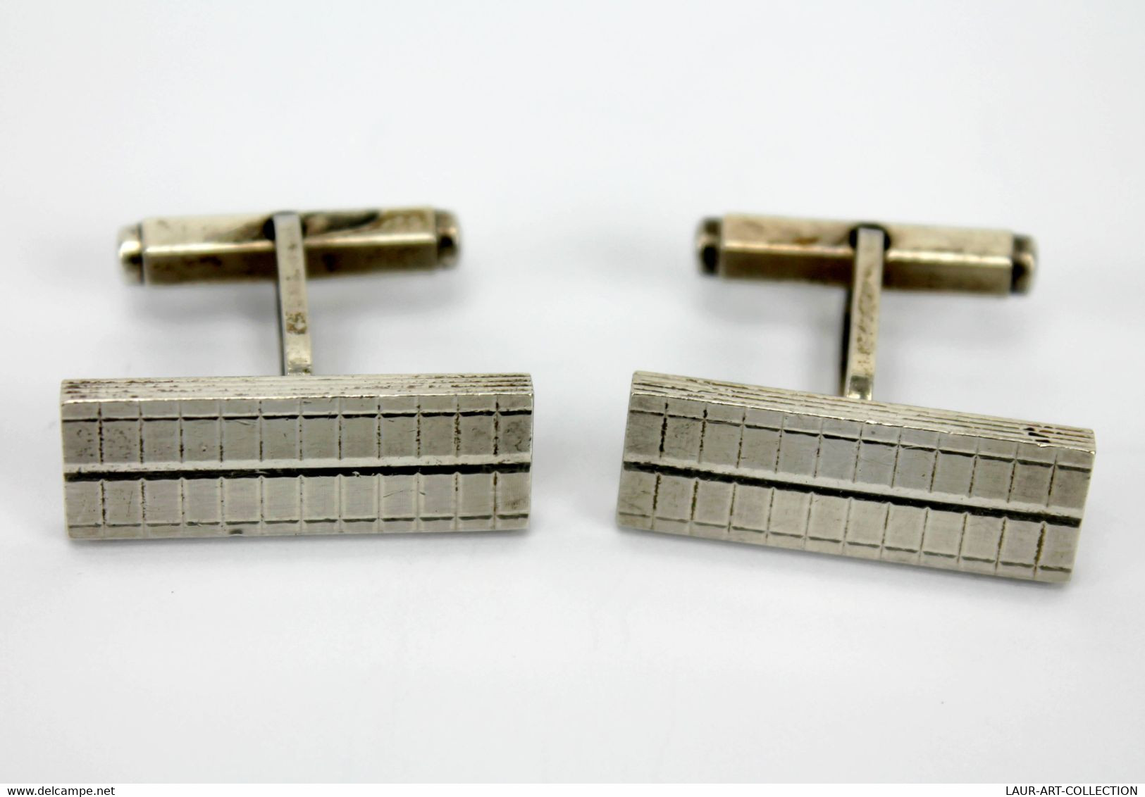 JOLIE ANCIENNE PAIRE BOUTON DE MANCHETTE EN ARGENT EGAN? RECTANGULAIRE 2,5x0,8cm          (2106) - Cuff Links & Studs