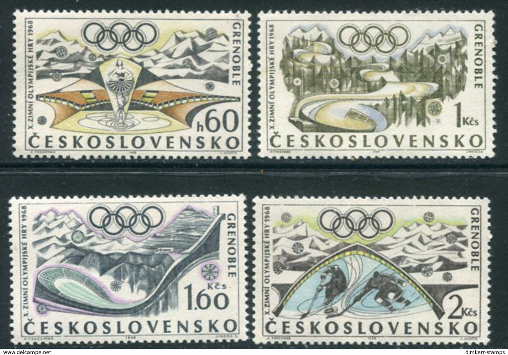 CZECHOSLOVAKIA 1968 Winter Olympic Games, Grenoble MNH / **.   Michel 1763-66 - Unused Stamps
