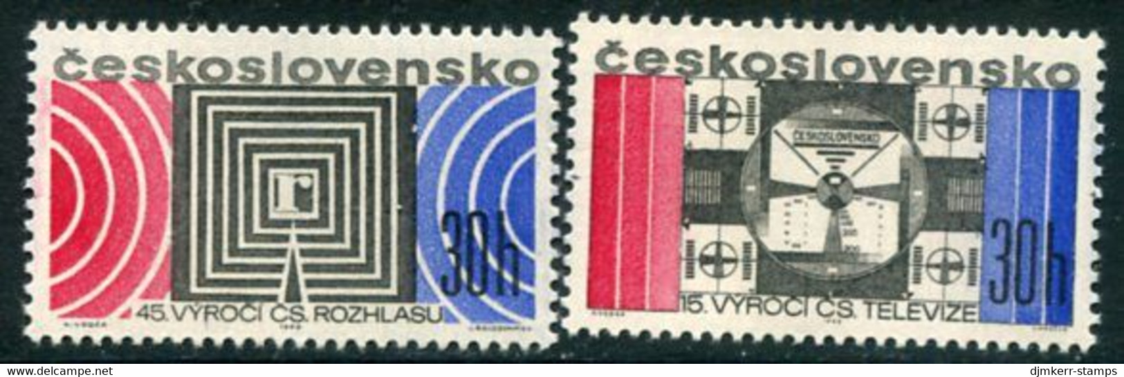 CZECHOSLOVAKIA 1968 Radio And Television Anniversaries MNH / **.   Michel 1779-80 - Ongebruikt