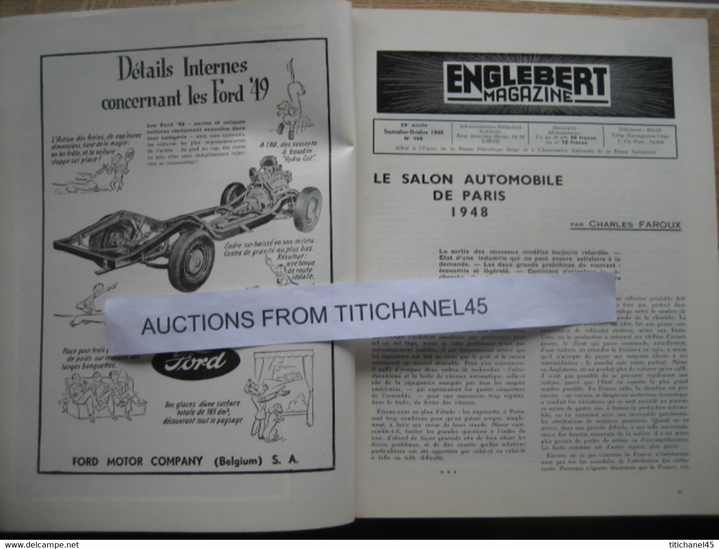 ENGLEBERT MAGAZINE N° 196-SALON PARIS-12 H. DE PARIS-2CV CITROEN-6 J. SAN REMO SUR MOTO FN- REIFF-ZATOPEK-SMITH-PATTON - Auto