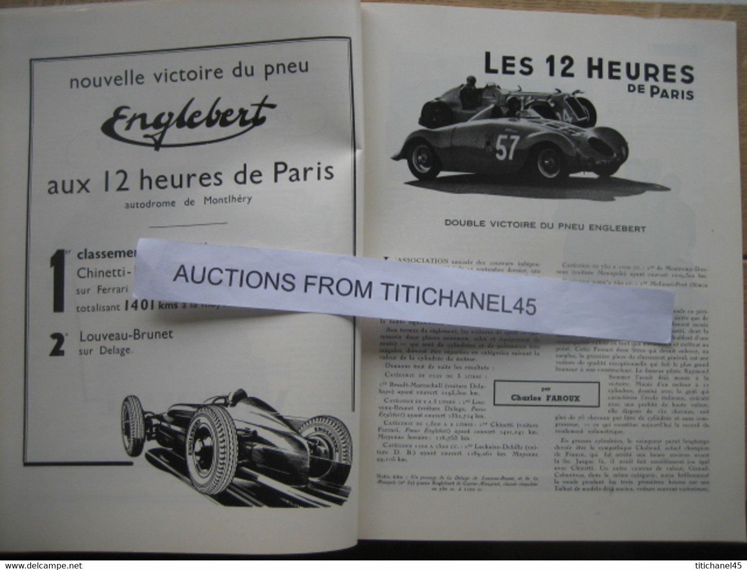 ENGLEBERT MAGAZINE N° 196-SALON PARIS-12 H. DE PARIS-2CV CITROEN-6 J. SAN REMO SUR MOTO FN- REIFF-ZATOPEK-SMITH-PATTON