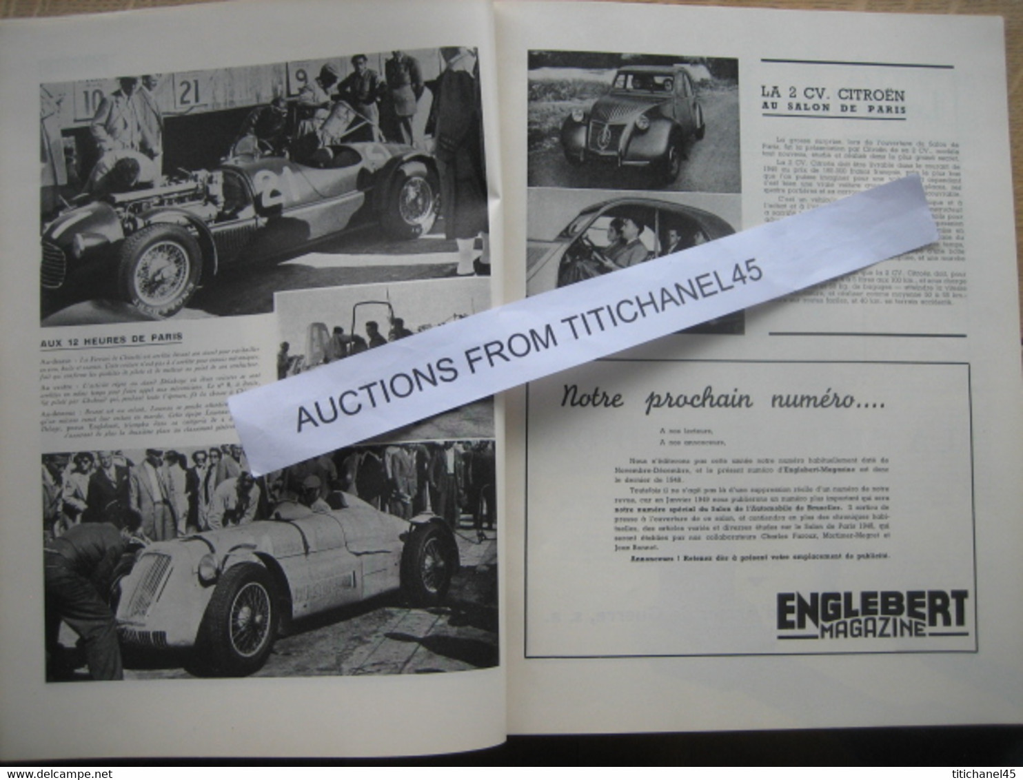 ENGLEBERT MAGAZINE N° 196-SALON PARIS-12 H. DE PARIS-2CV CITROEN-6 J. SAN REMO SUR MOTO FN- REIFF-ZATOPEK-SMITH-PATTON