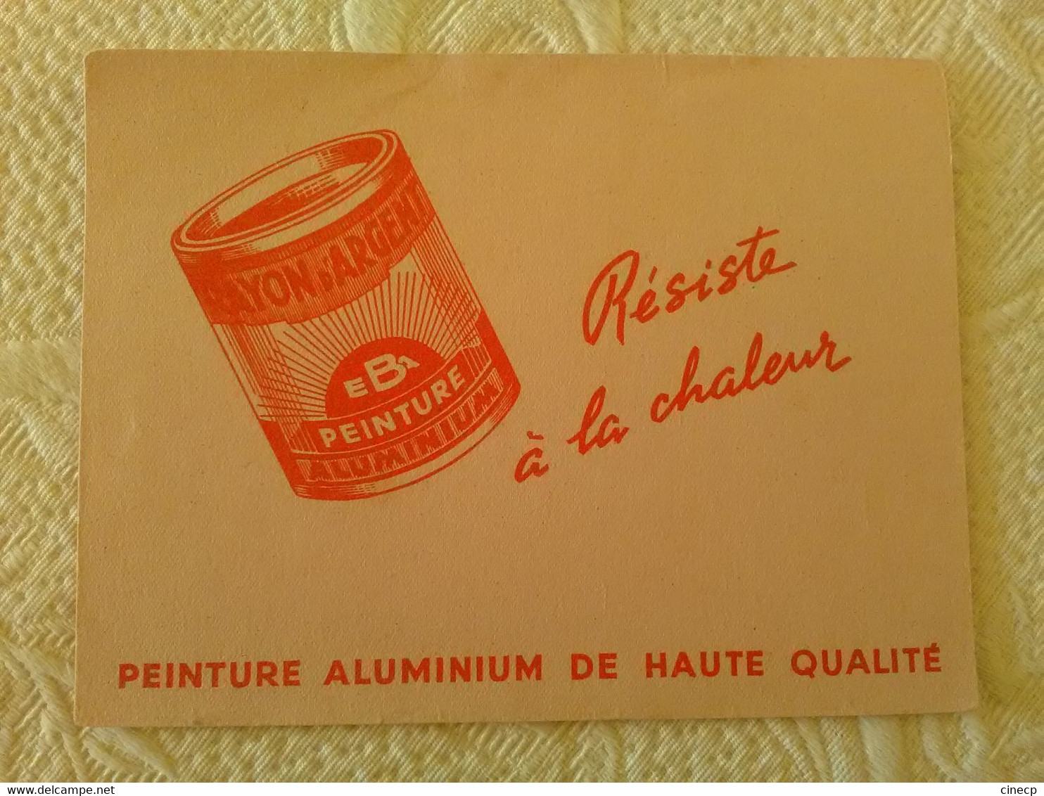 Lot 4 Buvard PUBLICITE PEINTURES EBA METALLISATION VELO VOITURE EMAIL