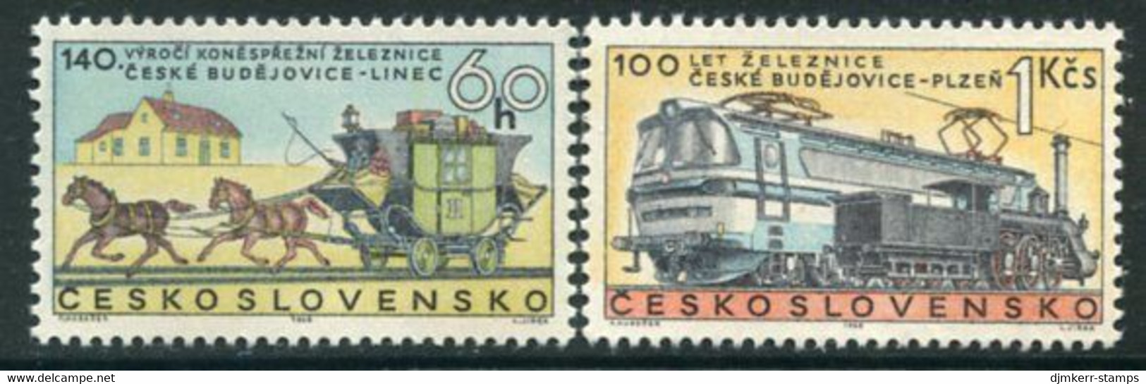 CZECHOSLOVAKIA 1968 Railway Anniversaries MNH / **   Michel 1806-07 - Unused Stamps