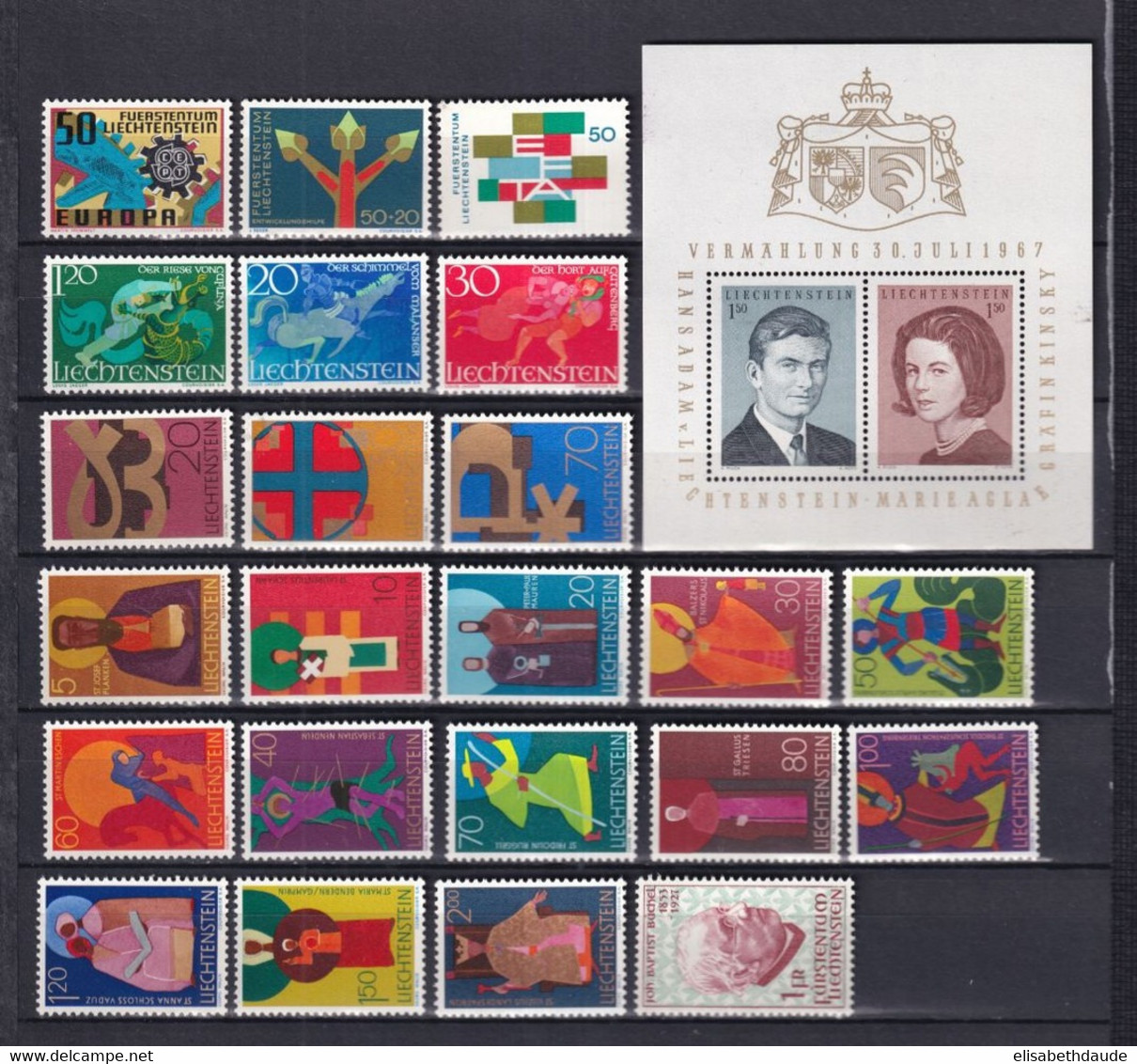 LIECHTENSTEIN - ANNEE COMPLETE 1967 ** MNH - COTE YVERT 2012 = 28.5 EUR. - Vollständige Jahrgänge