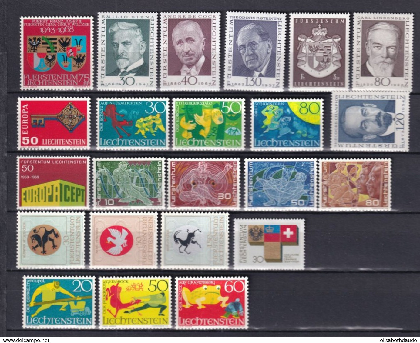 LIECHTENSTEIN - ANNEE COMPLETE 1968 + 1969 ** MNH - COTE YVERT 2012 = 23.5 EUR. - Années Complètes