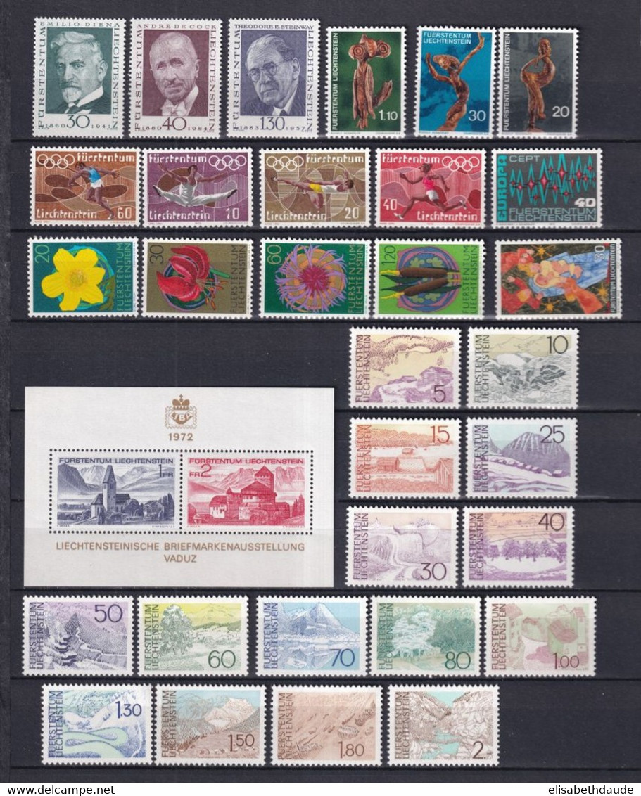 LIECHTENSTEIN - ANNEE COMPLETE 1972 ** MNH - COTE YVERT 2012 = 34.5 EUR. - Volledige Jaargang