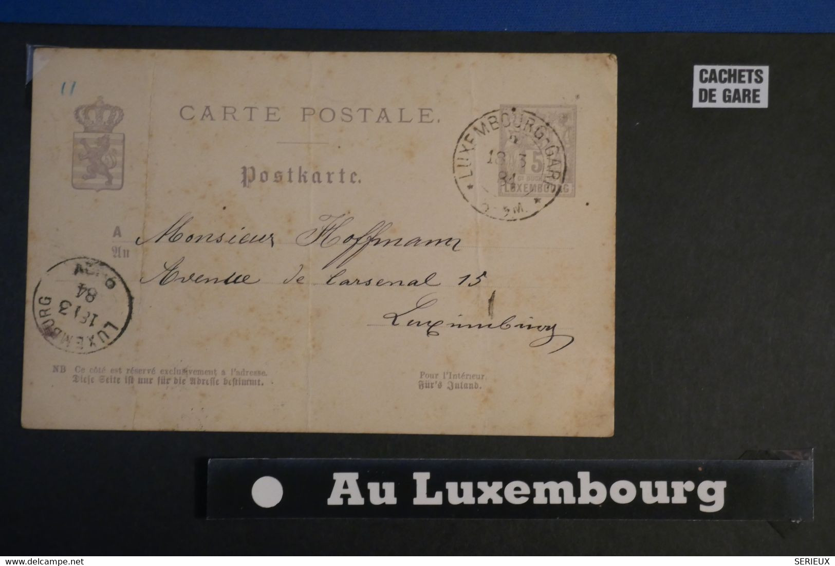 AF8 LUXEMBOURG BELLE CARTE   1884 FERROVIAIRE  CACHET GARE  +++ AFFRANCH INTERESSANT - Machines à Affranchir (EMA)