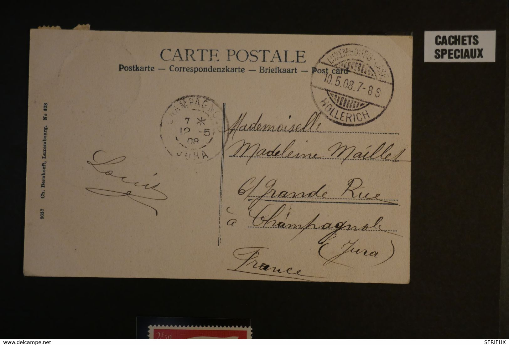 AF8 LUXEMBOURG BELLE PAGE  PAGE  1908  FERROVIAIRE  CACHET SPECIAL  POUR CHAMPAGNOL+++ AFFRANCH INTERESSANT - Franking Machines (EMA)