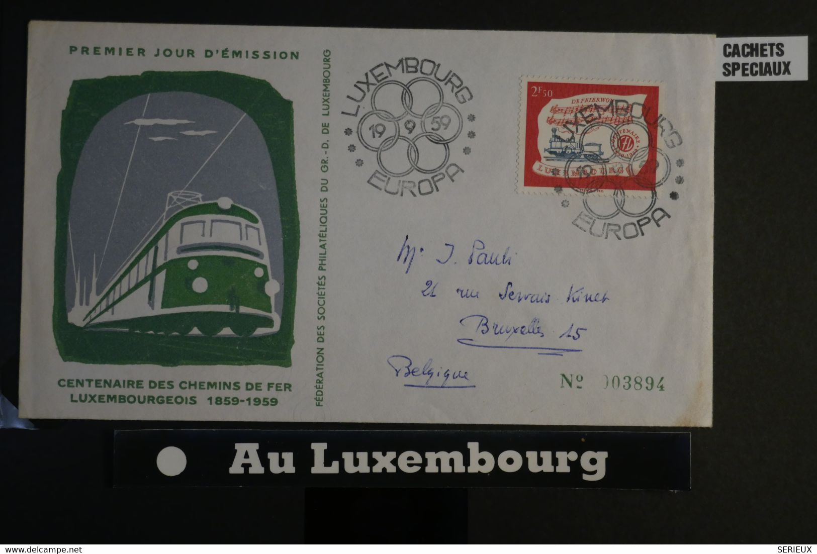 AF8 LUXEMBOURG BELLE  LETTRE FDC   1959  FERROVIAIRE   +++ AFFRANCH PLAISANT - Machines à Affranchir (EMA)