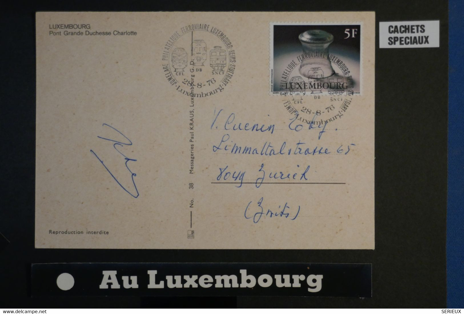 AF8 LUXEMBOURG BELLE CARTE     1976  FERROVIAIRE  POUR LA SUISSE   +++ AFFRANCH PLAISANT - Franking Machines (EMA)