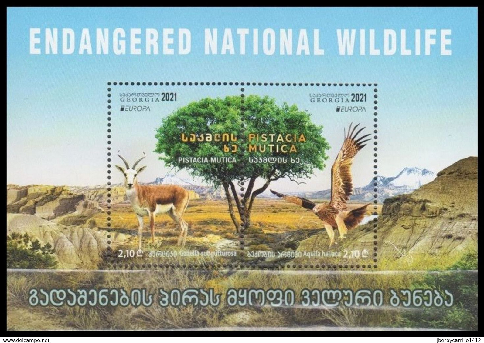 GEORGIA /GEORGIEN / GEORGIE  -EUROPA 2021 -ENDANGERED NATIONAL WILDLIFE"-   HOJITA BLOQUE / SOUVENIR SHEET - 2021