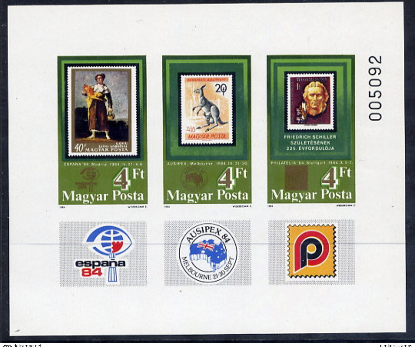 HUNGARY 1984 AUSIPEX Exhibition Imperforate Block MNH / **.  Michel Block 171B - Blocs-feuillets