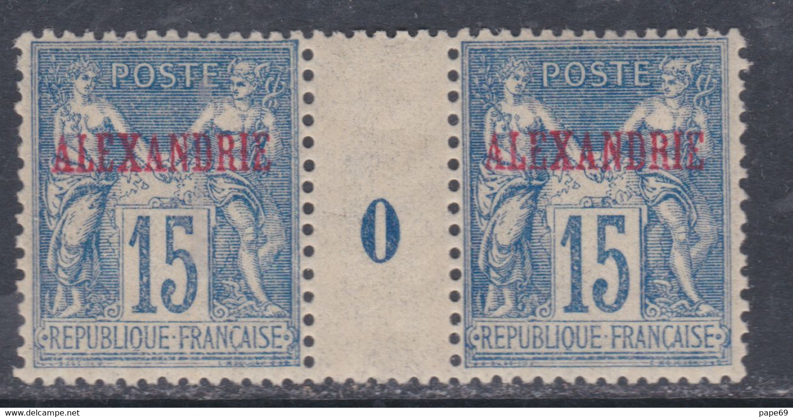 Alexandrie N° 9 XX 15 C. Bleu En Paire Millésime 0,  Sans Charnière, TB - Neufs