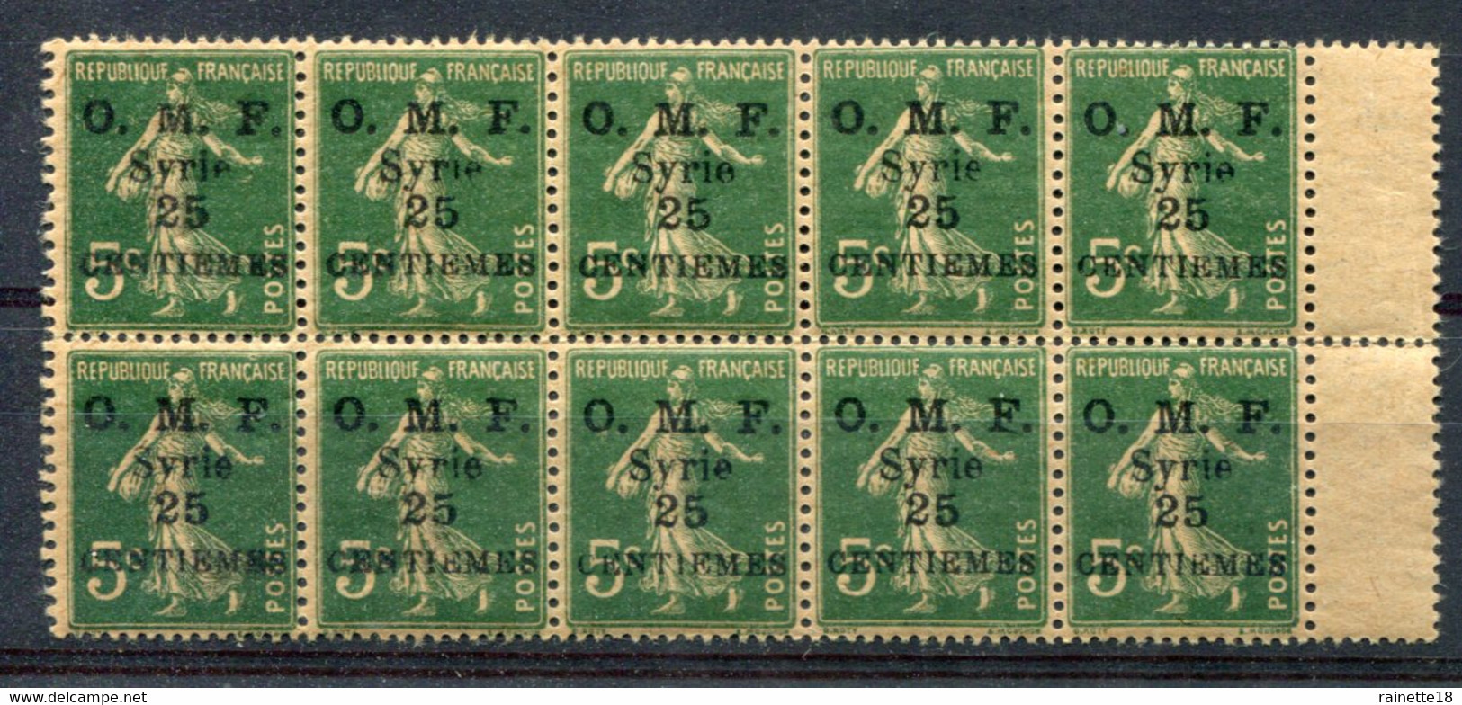 Syrie         57 ** Bloc De 10 Timbres Avec La Surcharge Décalée Au Verso - Unused Stamps