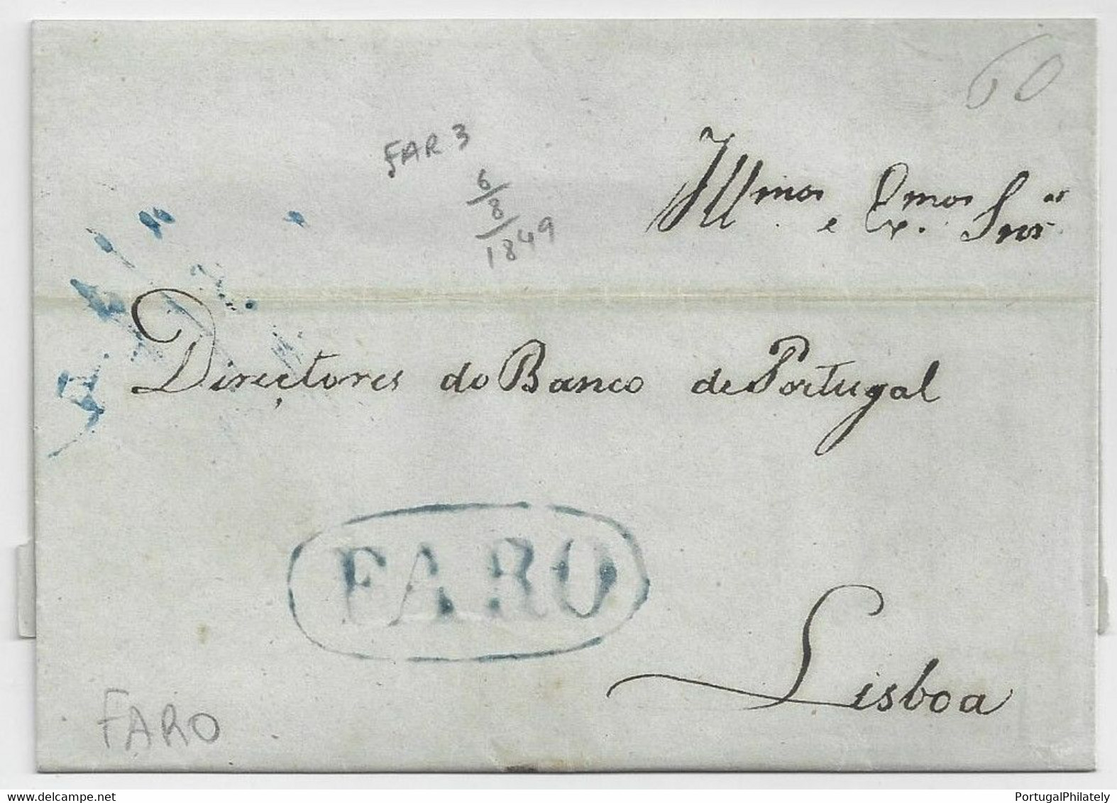 Portugal Lettre De FARO Algarve 6 Aout 1849 A Lisbon FAR3 Rarity R1 - 60 Reis Pré-filatelia, Pre-philatelique - ...-1853 Prephilately