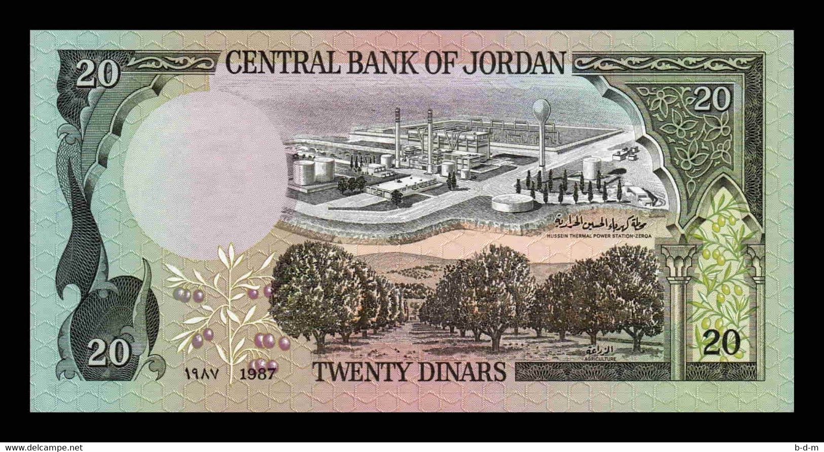 Jordania Jordan 20 Dinars 1987 Pick 21c Sign 18 SC UNC - Jordanië