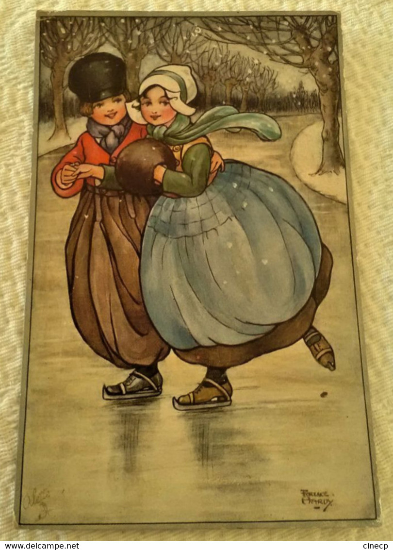 CPA Illustrateur Florence HARDY "Young Hearts" Jeune Couple Enfants Faisant Du Patinage Sur La Glace Patin - Hardy, Florence