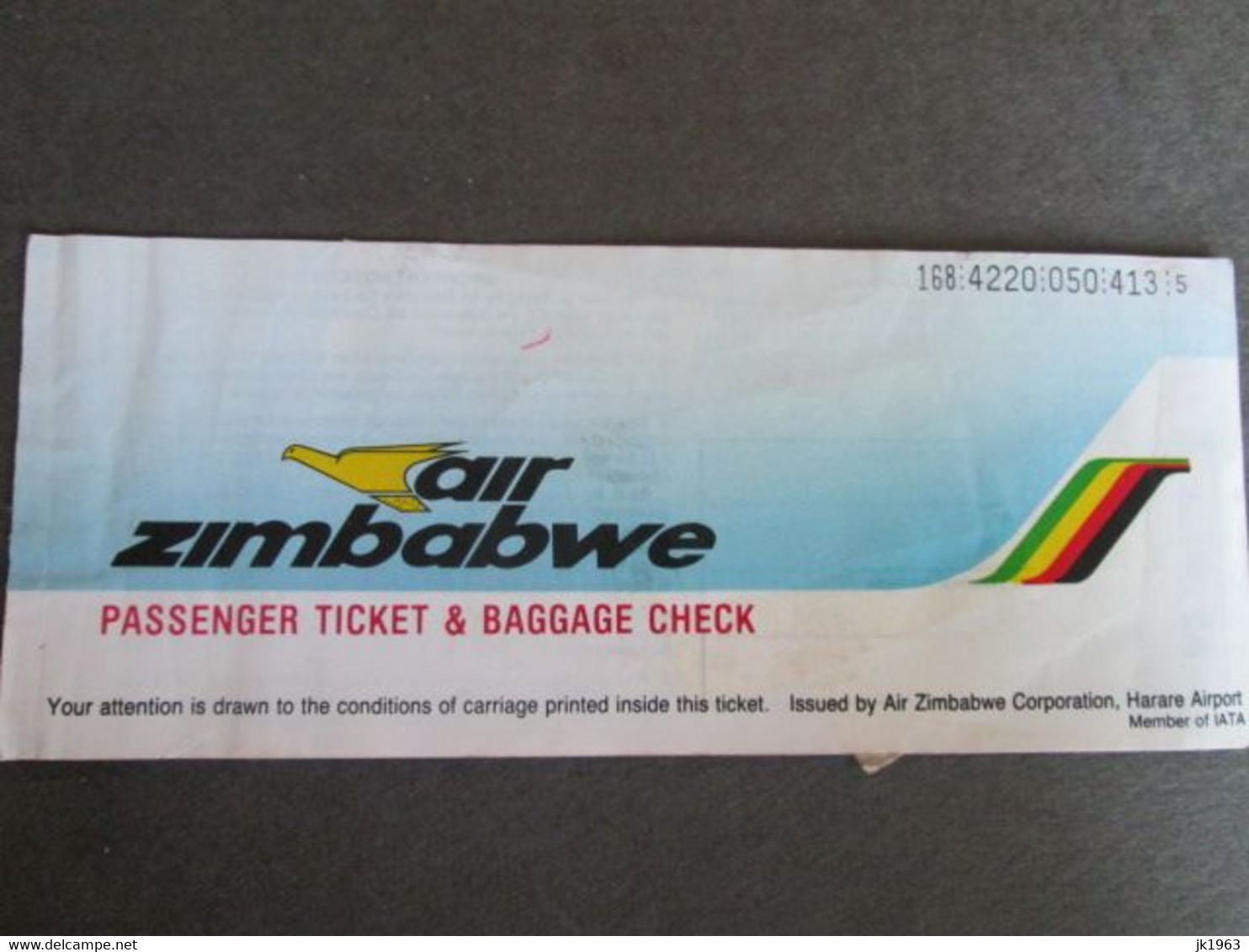 AIR ZIMBABWE, PASSENGER TICKET, 1992 - Welt