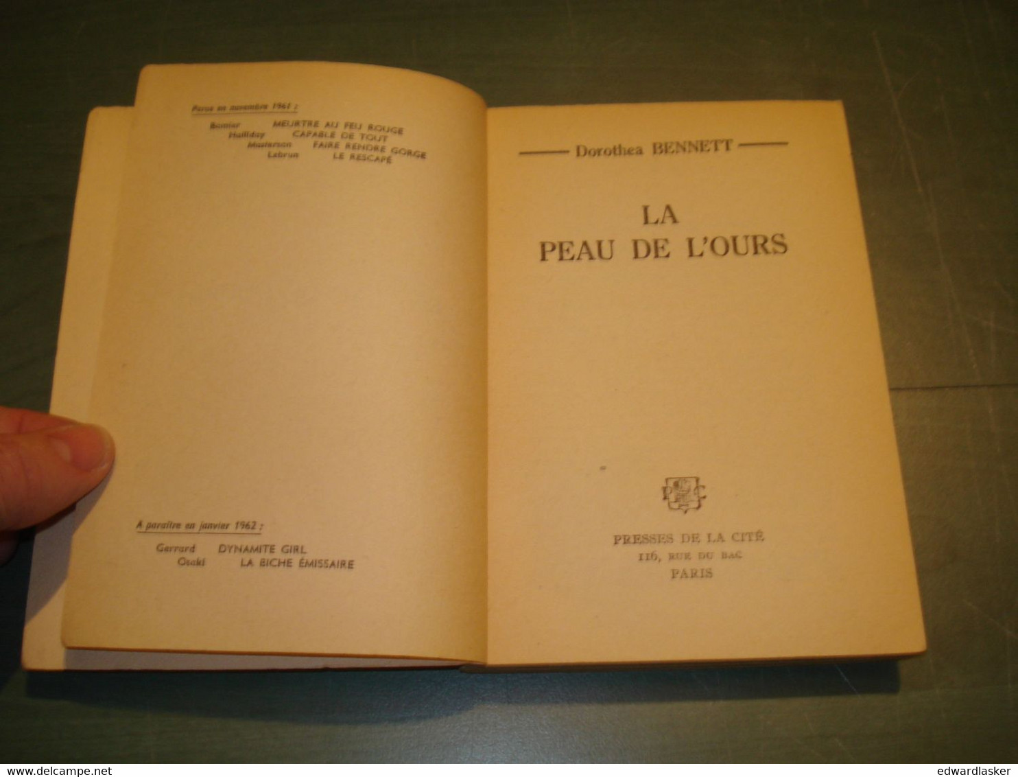 Un MYSTERE N°598 : La Peau De L'ours /Dorothea Bennett - 1961 - Presses De La Cité
