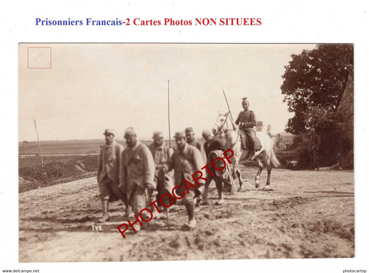 Prisonniers FRANCAIS-Escorte De ULANS-CP NON SITUEE-2x CARTES PHOTOS Allemandes-Guerre 14-18-1 WK-Militaria- - Weltkrieg 1914-18