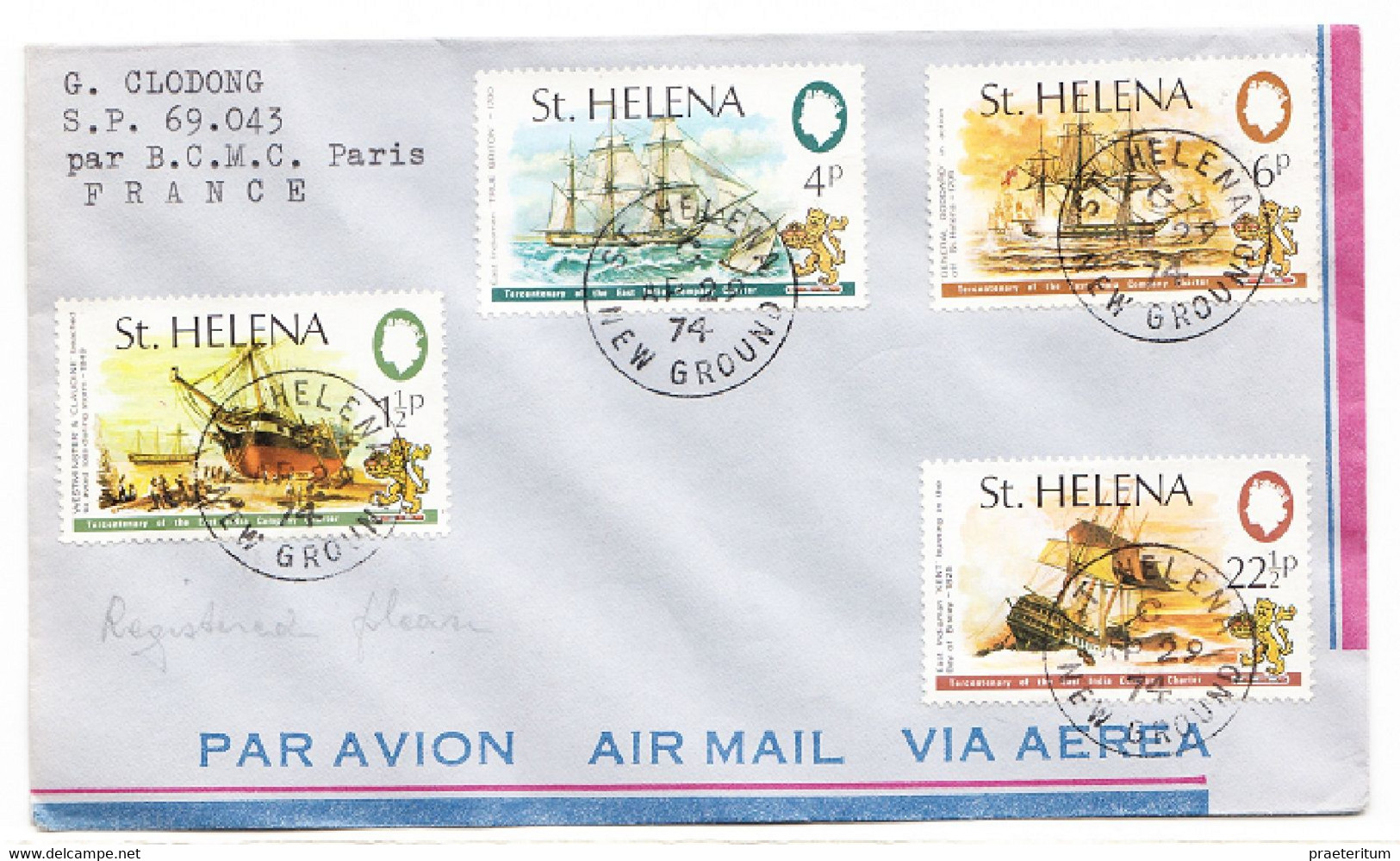 ST-HELENA Cover Postmarked  New Ground, St-Helena, 29 April 1974 - The 34p Air Mail Rate To France - Sainte-Hélène