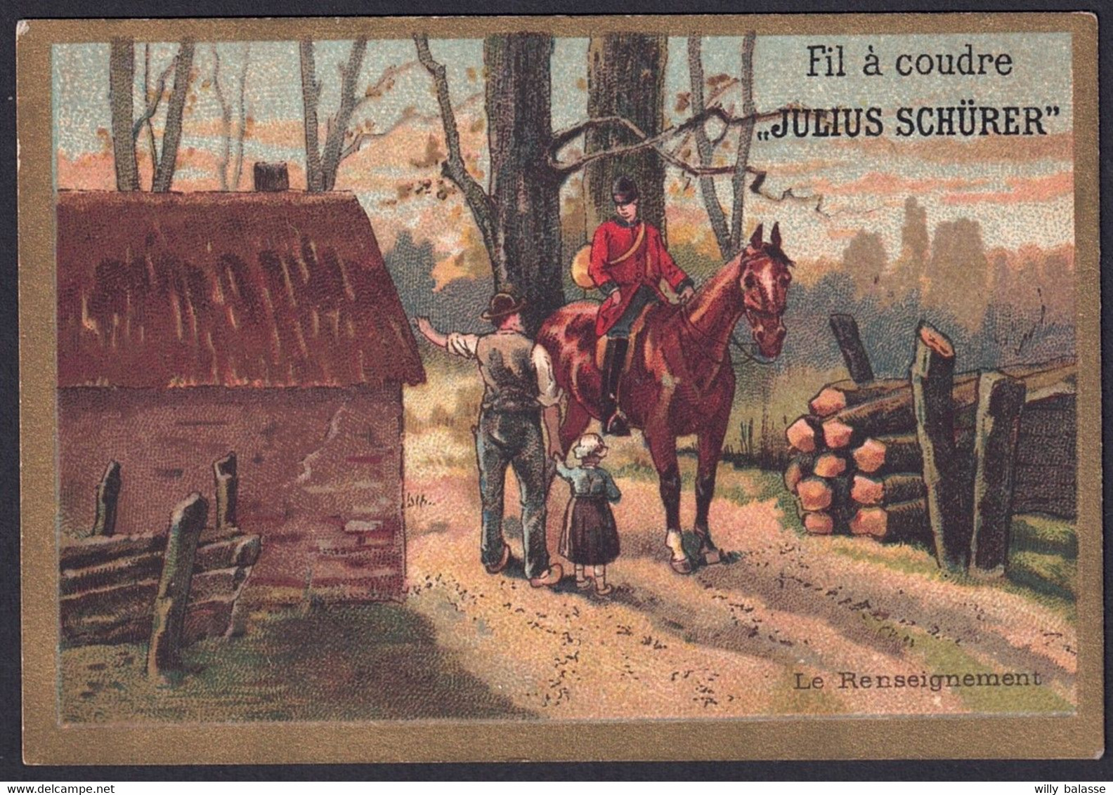 +++ Calendrier - 1889 - Publicité Fil à Coudre Julius Schurer - Chromo "Le Renseignement"   // - Petit Format : ...-1900