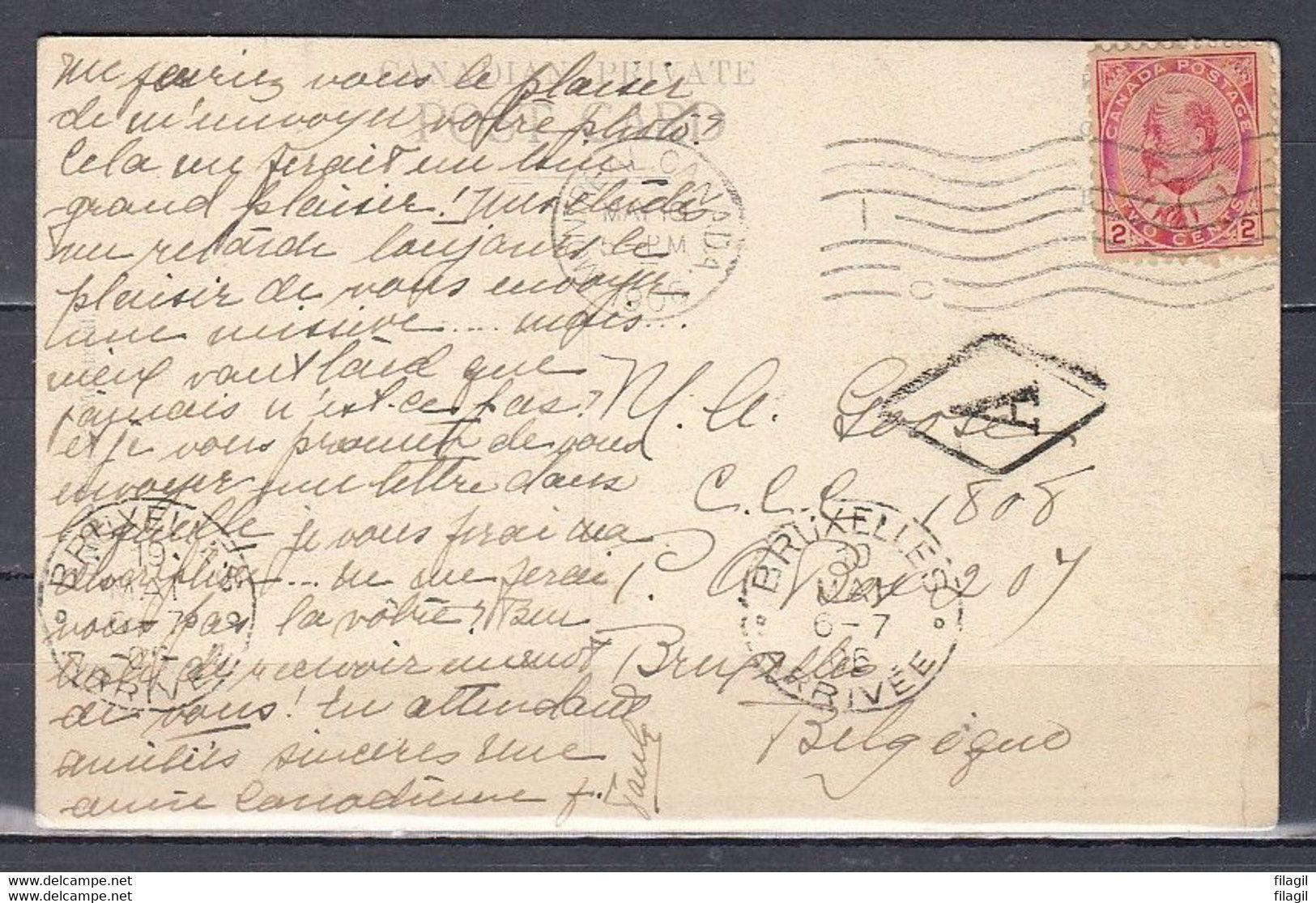Postkaart Van Montreal Canada Naar Bruxelles Arrivee - Lettres & Documents