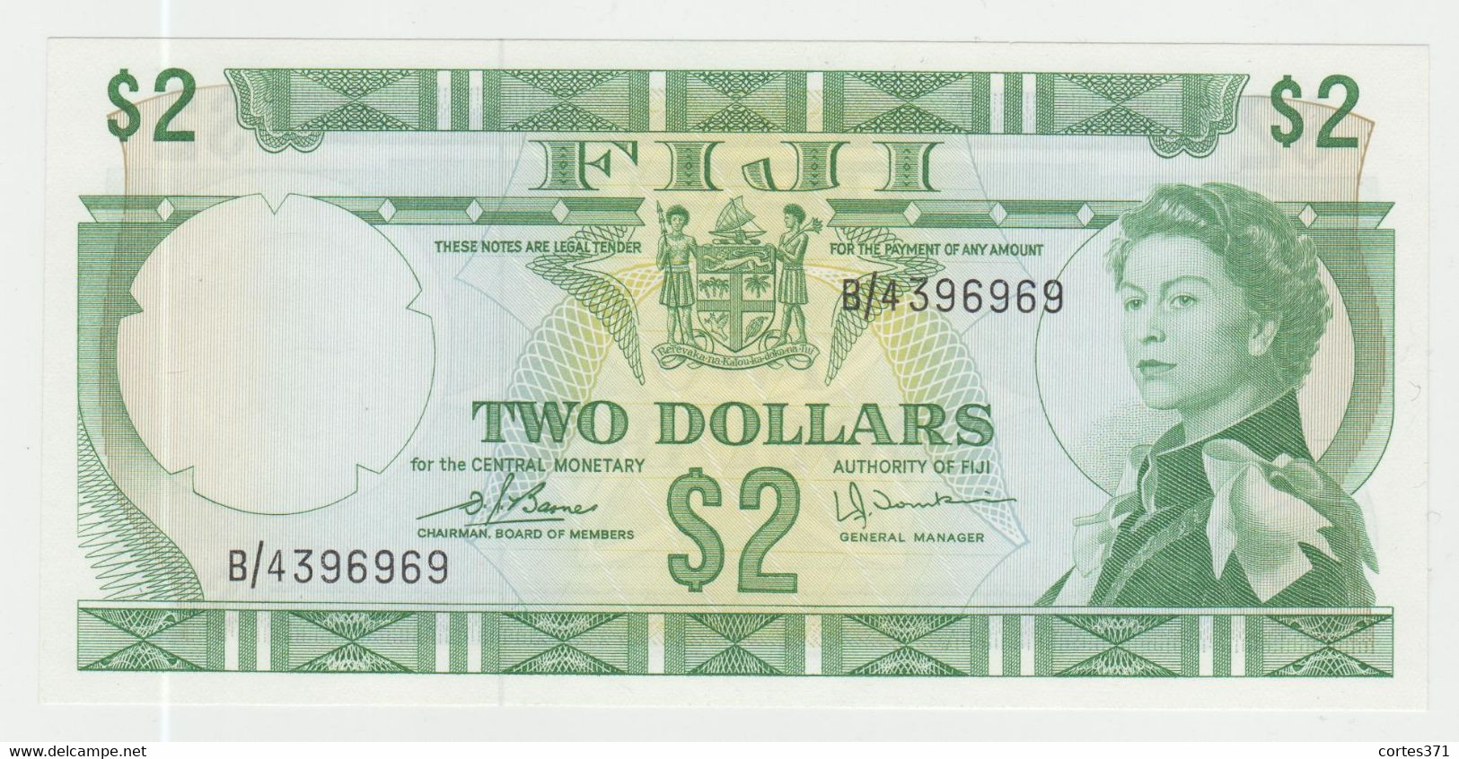 Fiji 2 Dollars 1974 P-72c UNC - Fiji