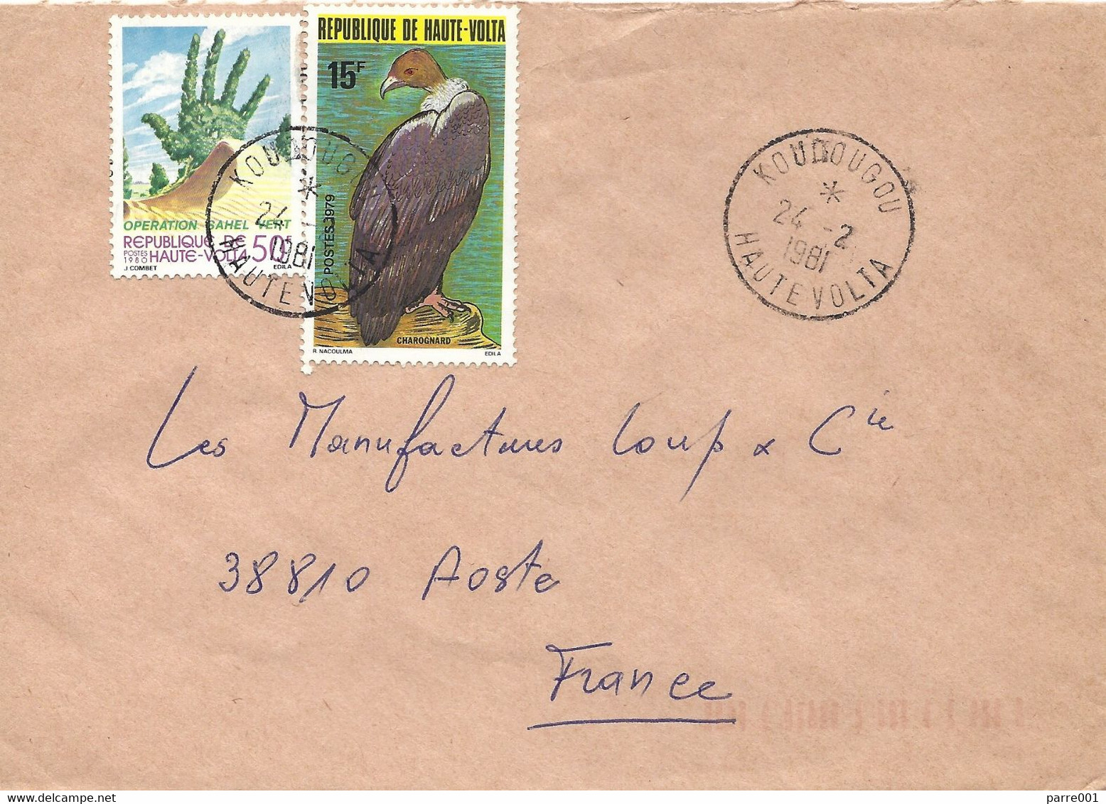 Haute Volta Burkina Faso 1981 Koudougou  Lappet-faced Vulture Torgos Tracheliotus Desertification Reforestation Cover - Eagles & Birds Of Prey