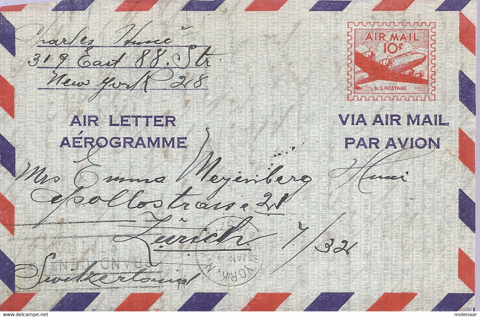 Verenigde Staten - Postwaardestukken Gefrankeerde Aerogramme  Uit 1957 (3557) - 1941-60