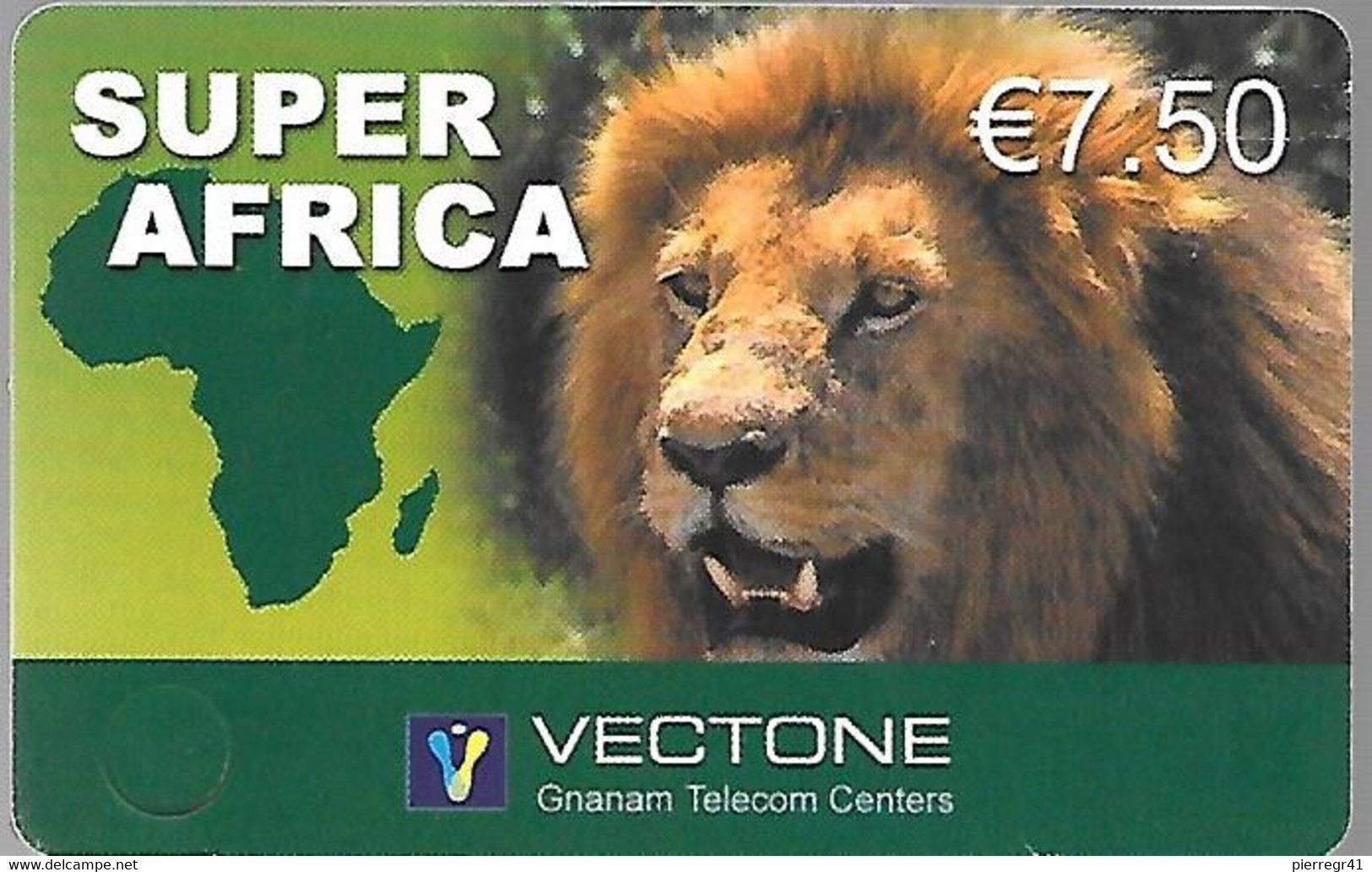 CARTE-PREPAYEE-7.5€-VECTONE-SUPER AFRICA-LION-25/12/2004-Gratté-TBE-RARE - Dschungel