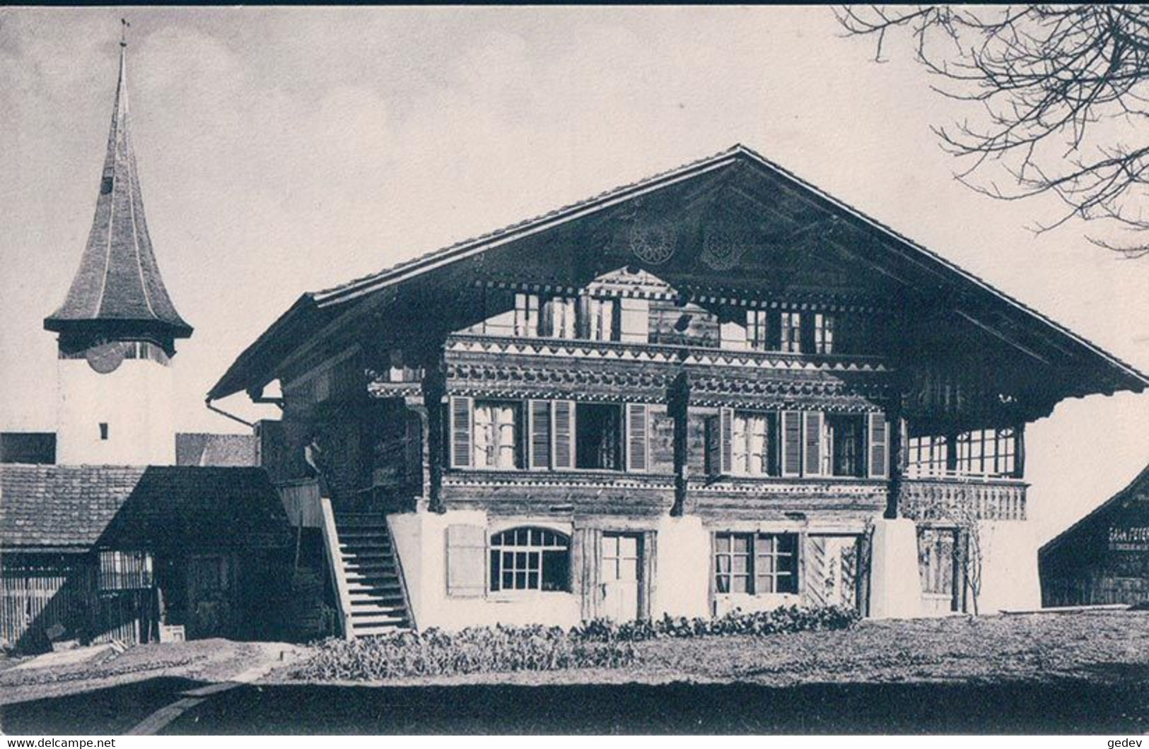 Aeschi BE, Eglise Et Chalet Dépendance Vom Hotel Blümlisalp (981) - Aeschi Bei Spiez