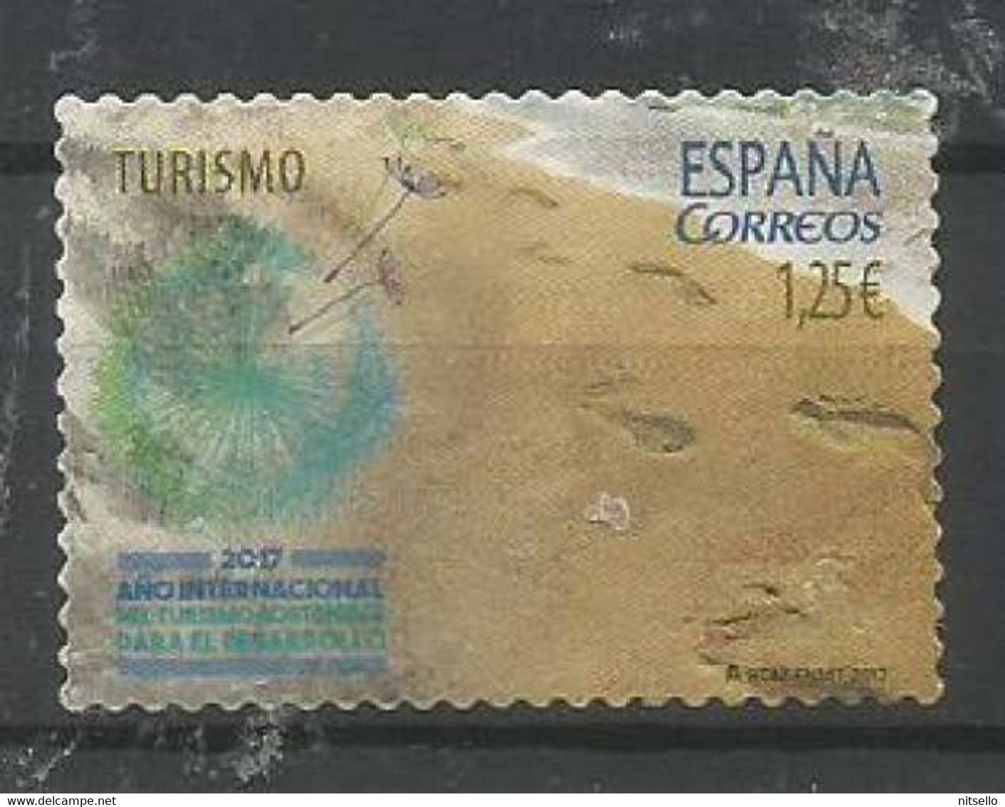 LOTE 2226  //// ESPAÑA 2017 - YT N° 4829 - Empreintes Sur Le Sable - Cote 1,50 - Used Stamps