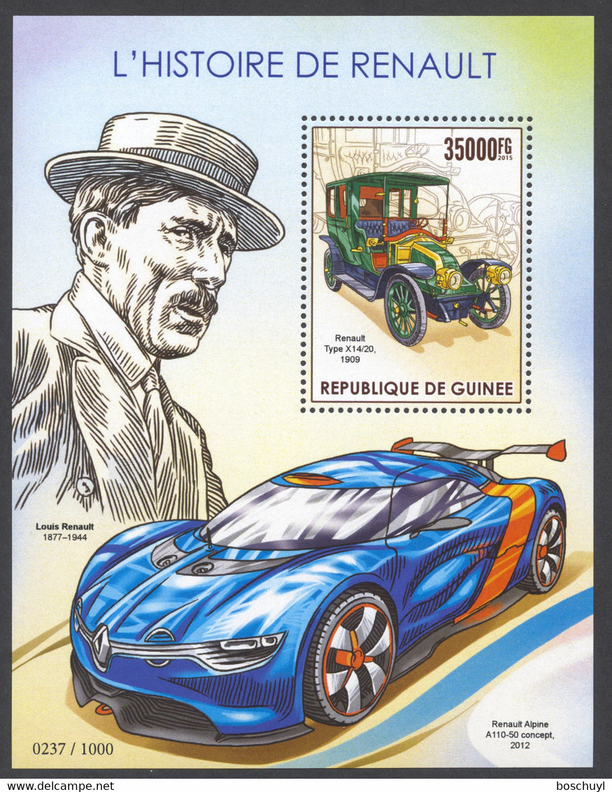 Guinea, Guinee, 2015, Automobiles, Cars, Renault, MNH, Michel Block 2575 - Guinée (1958-...)