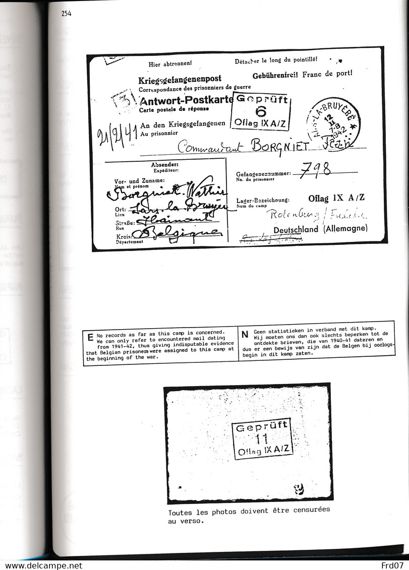 Etude Des Marques Postales Des Camps De Prisonniers En Allemagne 1940-1945 – 180 Pages A4 - Oorlog 40-45 (Brieven En Documenten)