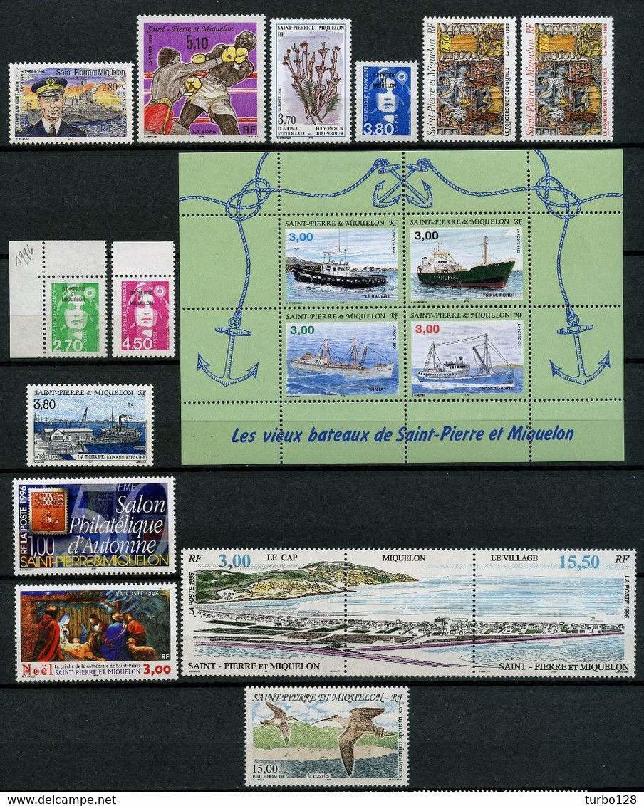 SPM Miquelon Année 1996 ** Complète N° 624/640A PA 75 Neufs MNH Luxe C 42,30 € Jahrgang Ano Completo Complet Year - Full Years