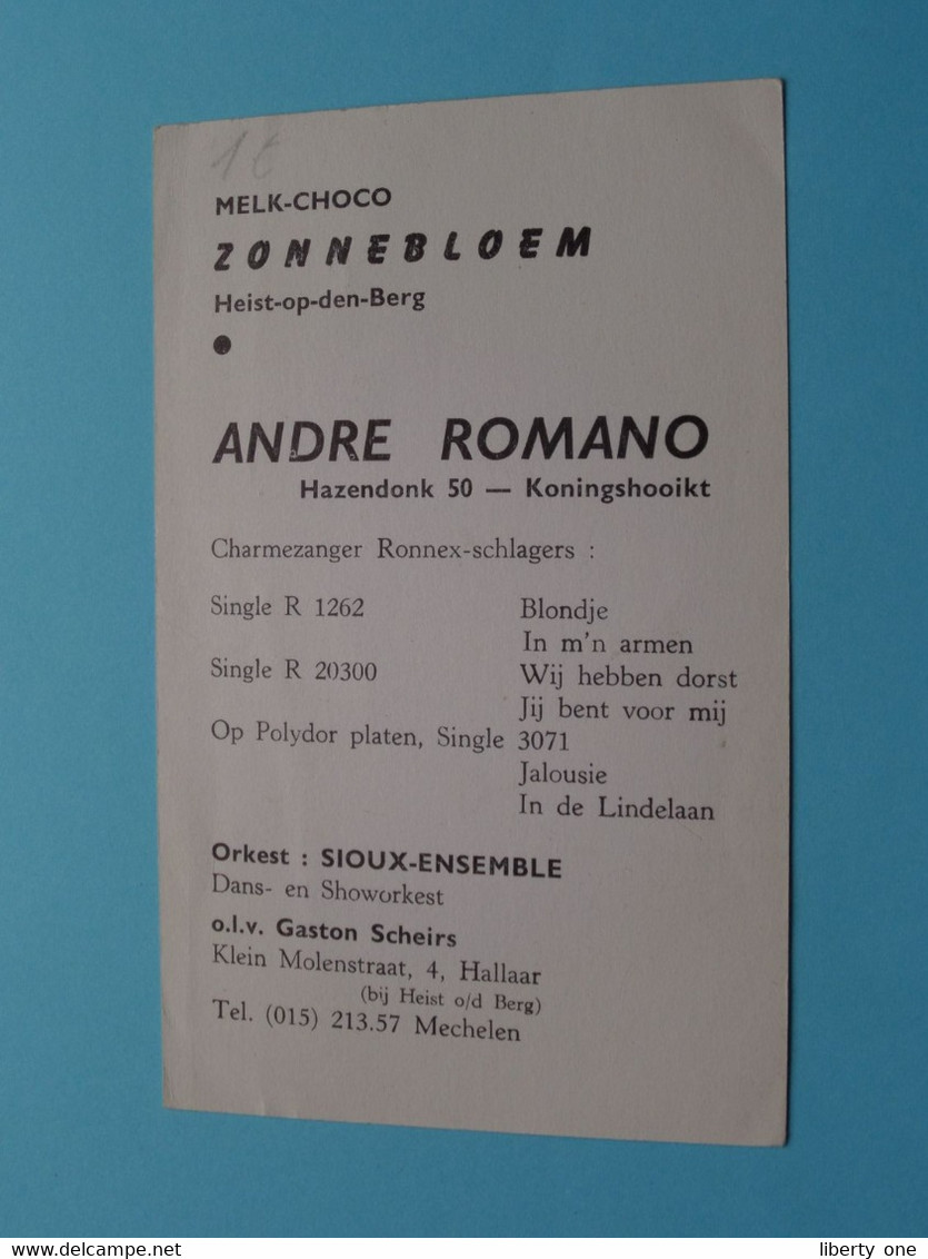 ANDRE ROMANO ( Gehandtekend ) Koningshooikt ( Voir / Zie Photo ) ! - Singers & Musicians