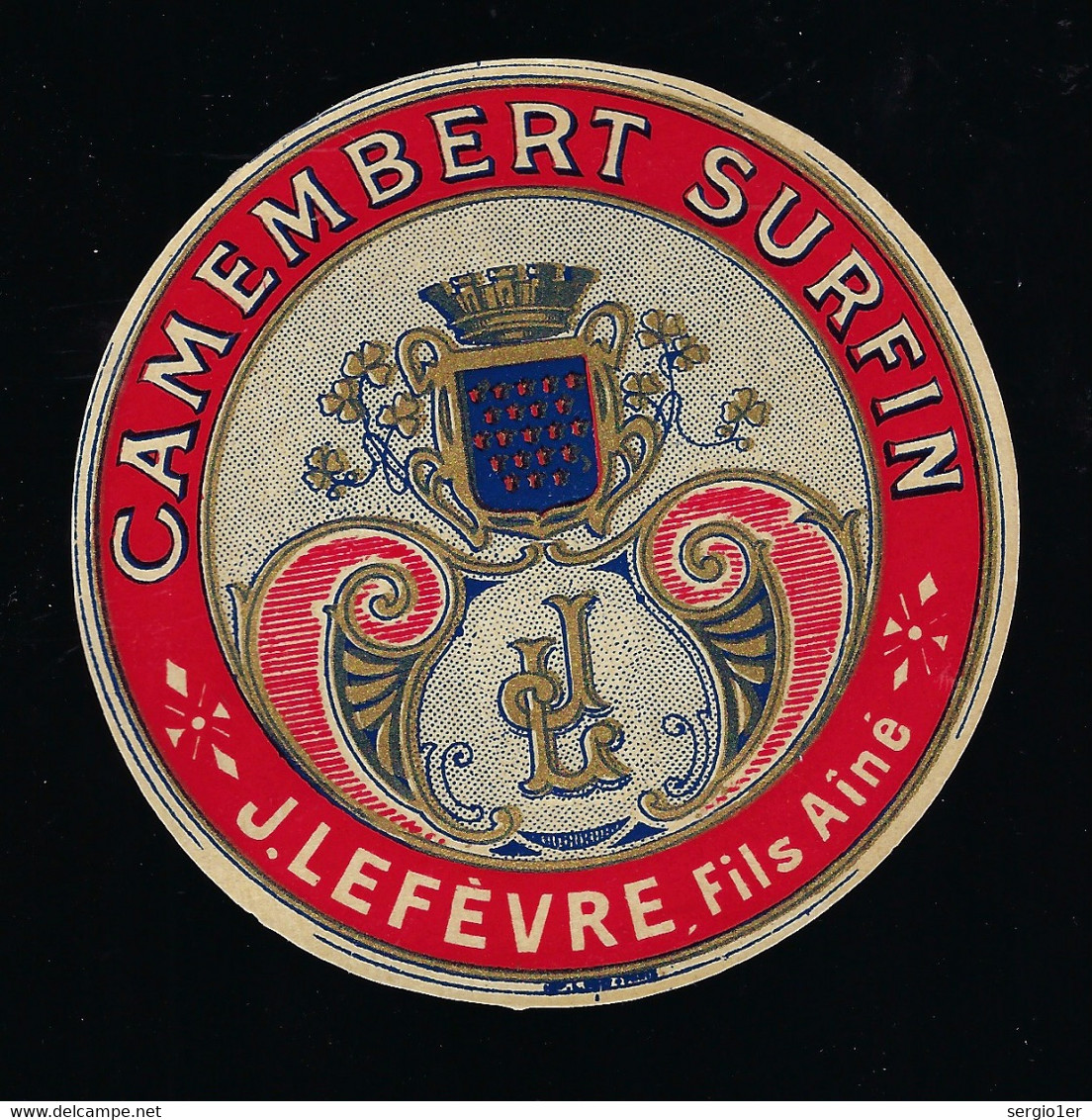 Ancienne étiquette Fromage Camembert Surfin "JL" J Lefevre Fils Ainé Paris - Cheese