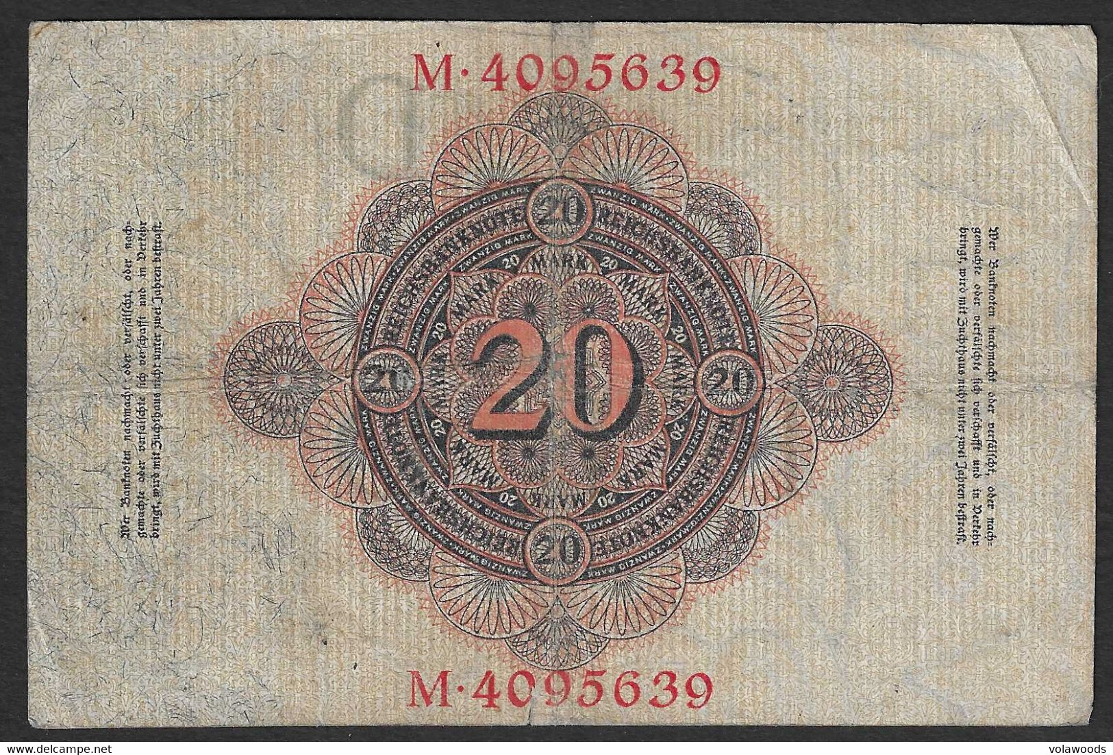 Germania - Banconota Circolata Da 20 Marchi P-46b - 1914 #17 - 20 Mark