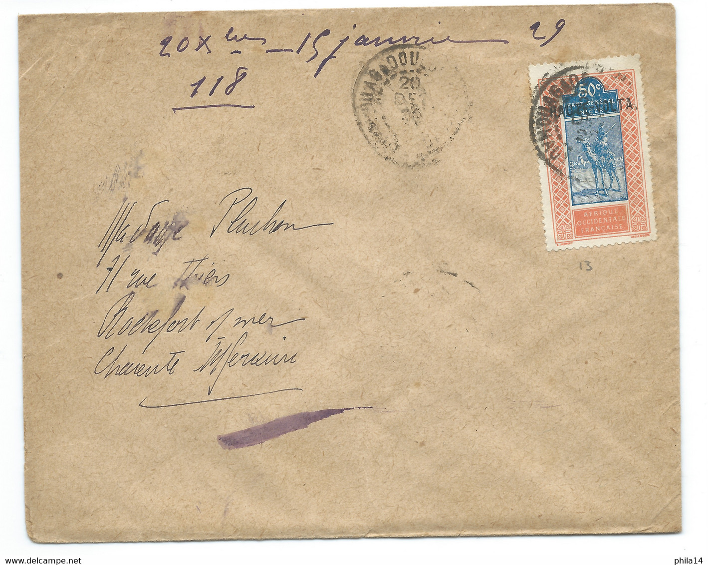 SP COVER ENVELOPPE OUAGADOUGOU  / SURCHARGE HAUTE VOLTA 1929 - Covers & Documents