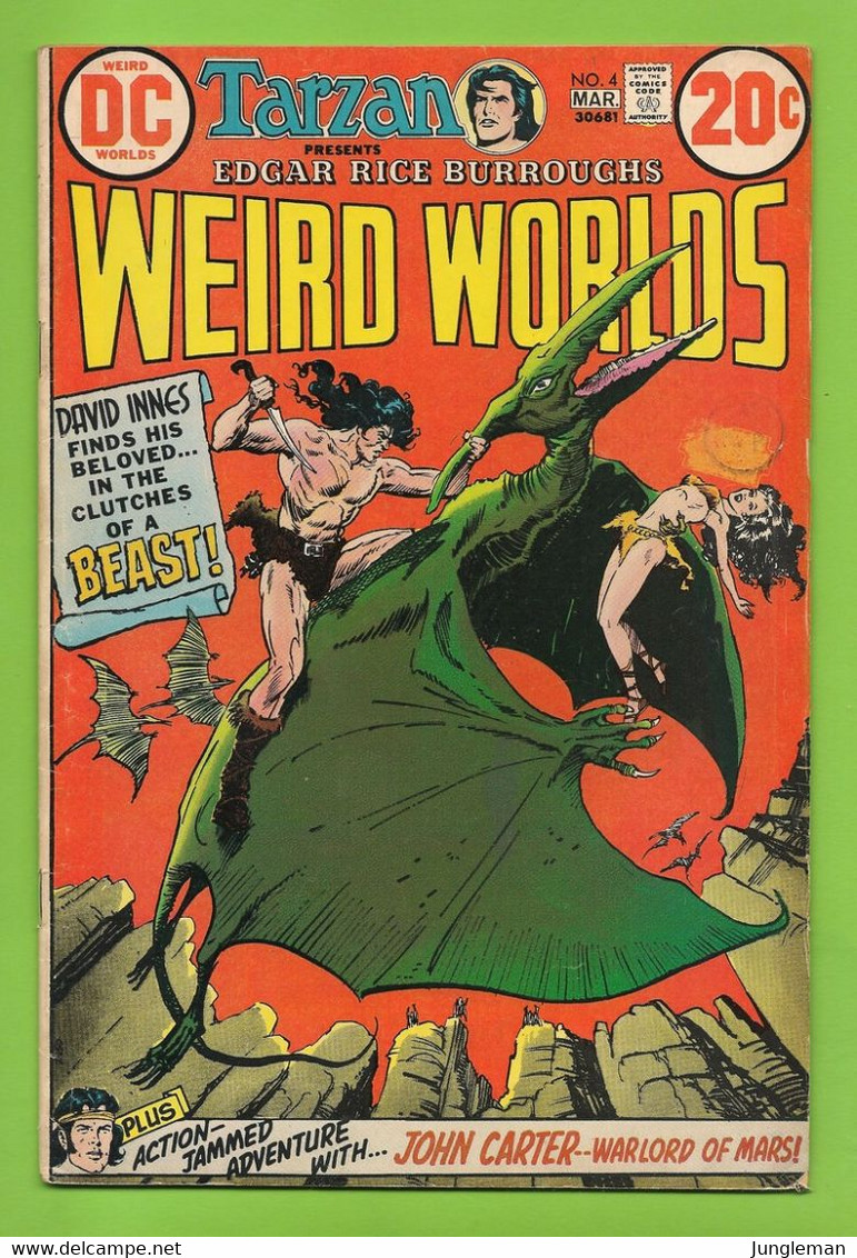 Tarzan Presents Weird Worlds # 4 - Publisher DC Comics - John Carter - David Innes - Pellucidar - March 1973 - BE - DC