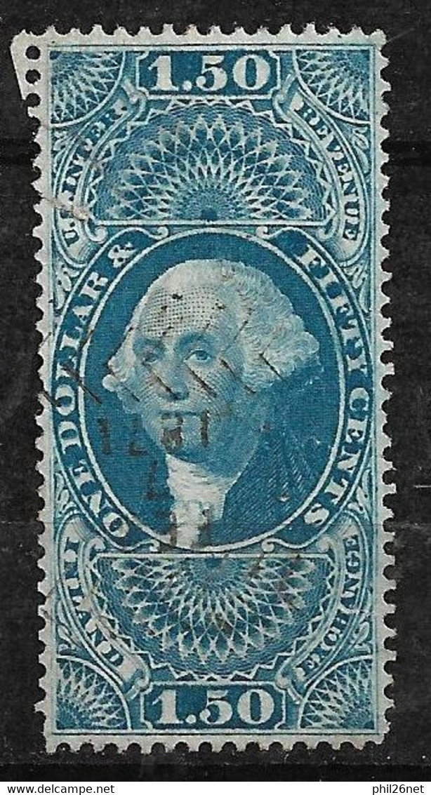 USA  Fiscal Inland Exchange 1dollar Et 50 Cents Bleu   Oblitéré , ,B/TB  - Steuermarken