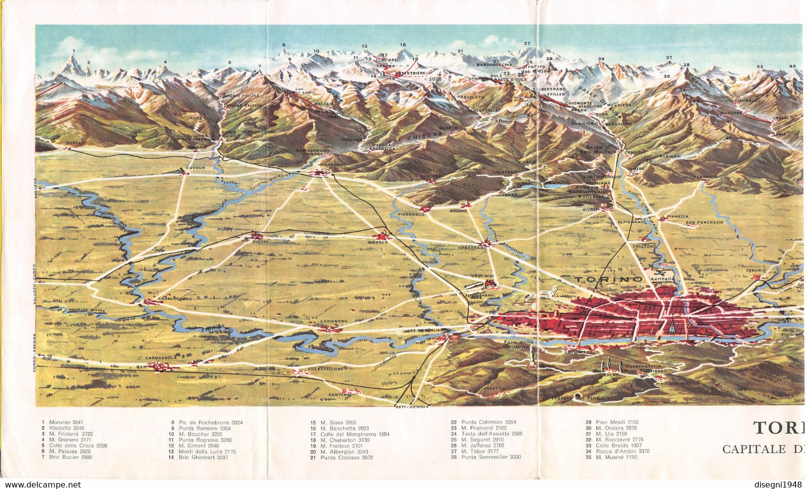 10453 "TORINO - CAPITALE DELLE ALPI - ITALIA - ENTE PROV. TURISMO-CAMPAGNOLI" DEPLIANT TURISTICO. II QUARTO XX SECOLO - Tourism Brochures