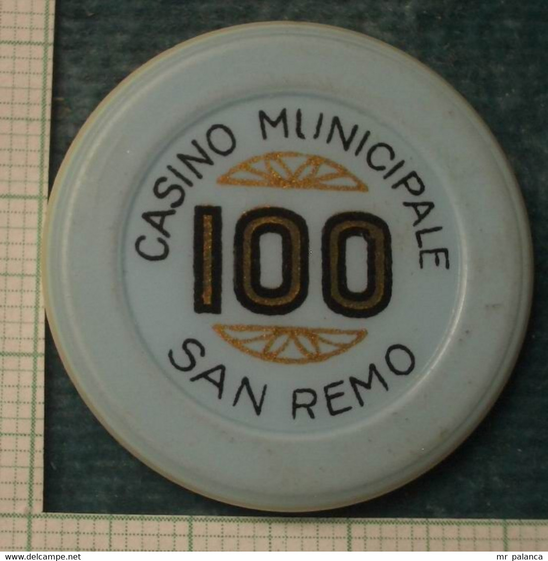 M_p> Gettone Casinò Municipale San Remo Con Cifra 100 - Stesso Soggetto Da Ambo I Lati - Casino