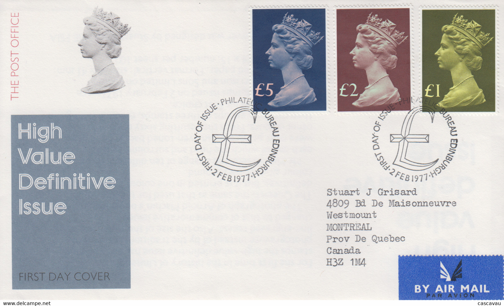 Enveloppe  FDC  1er  Jour   GRANDE  BRETAGNE    Série  Courante   1977 - 1971-1980 Em. Décimales