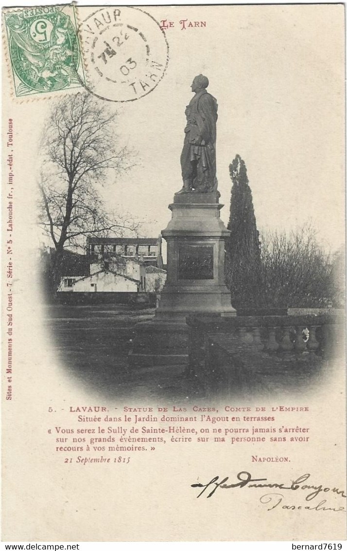 81  Lavaur  -     Statue  De Las Cazes Comte De L'empire - Lavaur