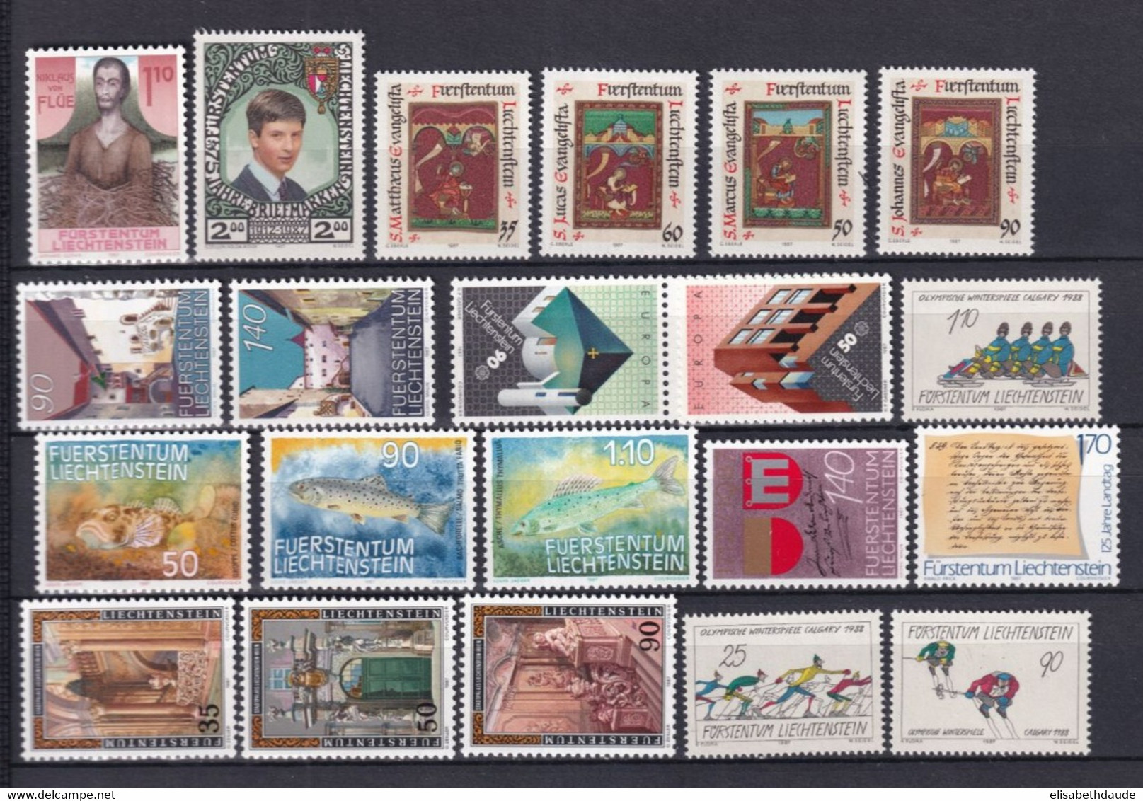 LIECHTENSTEIN - ANNEE COMPLETE 1987 ** MNH - COTE YVERT 2012 = 34.5 EUR. - Années Complètes