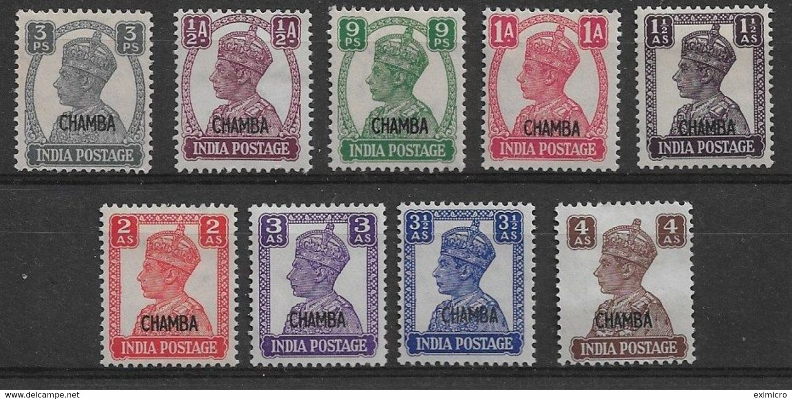 INDIA - CHAMBA 1940 - 1943 VALUES TO 4a SG 108/116 MOUNTED MINT Cat £48+ - Chamba